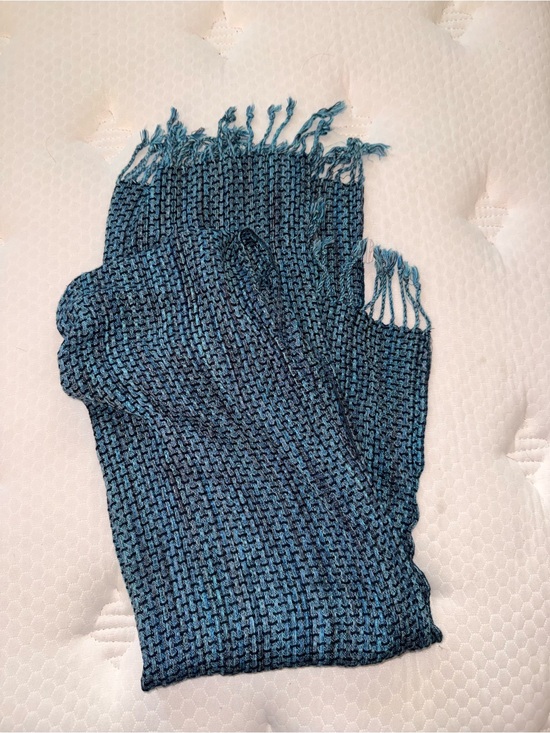 Accessories - 77. Woven Fringe Scarf in Teal and Black